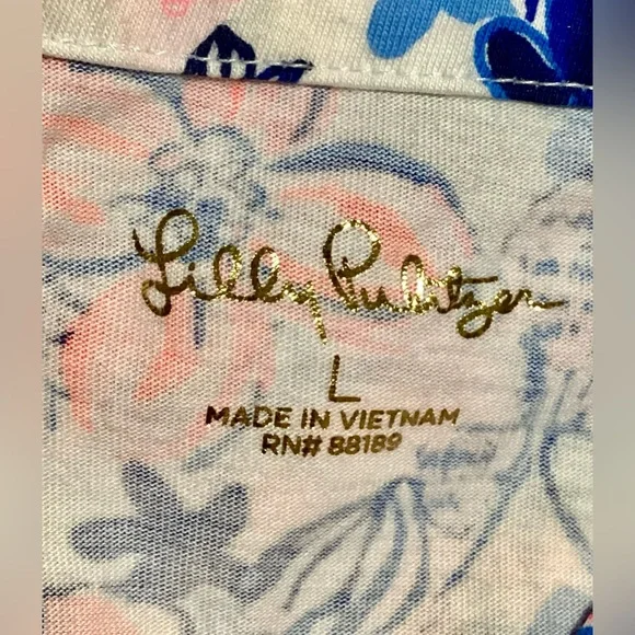 Lilly Pulitzer Pink and Blue Floral 3/4 Sleeve Cotton Dress - Picture 9 of 11